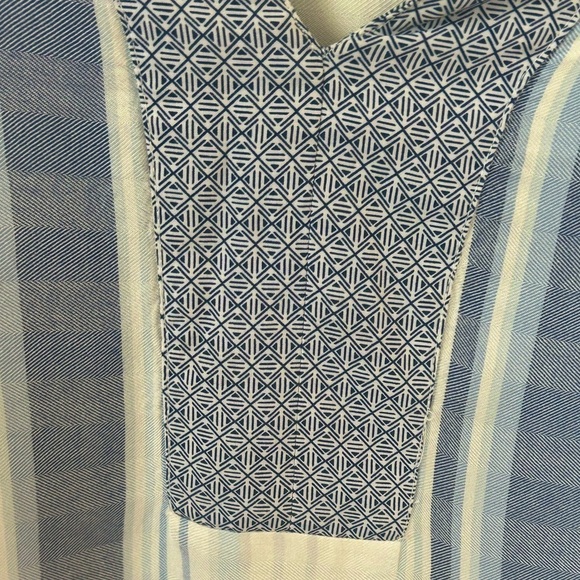 Chicos bohemian blue & white stripped embroidered peasant top bell sleeves 4/6 - Picture 8 of 11
